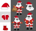 Costume Santa Claus beard and mustaches photo props. Set Christmas mask and mittens, boot. Vector