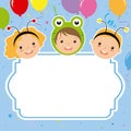 Costumed children, balloons and confetti Royalty Free Stock Photo