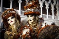 Costumed couple on the Piazza San Marco during Venice Carnival
