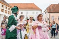 Costumed entertainers on the streets of Varazdin Royalty Free Stock Photo