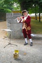 Costumed flute player Royalty Free Stock Photo