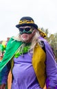 Costumed Man Celebrating Mardi Gras Day in the French Quarter Royalty Free Stock Photo