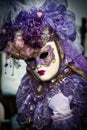 Costumed Reveler of the Carnival of Venice with a black vignette Royalty Free Stock Photo