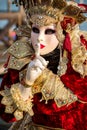 Costumed woman during venetian carnival, Venice, Italy