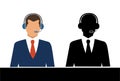 Costumer service icon. Man and headphone on his head Royalty Free Stock Photo