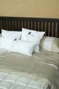 Cosy bed with pillows Royalty Free Stock Photo