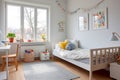 Cosy childs bedroom play room integrated bed with childrens table and chair kids room interior design Generative AI Royalty Free Stock Photo