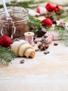 Christmas rugelah cookie sprinkled with sugar powder