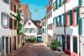 Cosy colorful street of historic old town in Basel, Switzerland Royalty Free Stock Photo