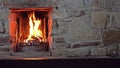 Cosy fireplace in stone wall