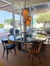 Interior of the library inside the Oberoi Beach Luxury Resort.