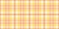 Cosy seamless check tartan, choose texture fabric pattern. Coloured plaid textile vector background in orange and light colors