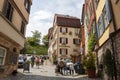 Cosy street in picturesque town Tuebingen in Germany. Traditional old german houses