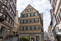 Cosy street in picturesque town Tuebingen in Germany. Traditional old german houses