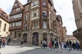 Cosy street in picturesque town Tuebingen in Germany. Traditional old german houses