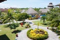 Cosy top view of a hotel inner yard with paths, flowerbeds, playground, Varadero Royalty Free Stock Photo