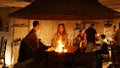 Cosy warm atmosphere in the Epoca de Piatra whine cellar during winter.