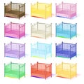 Cot , illustration set of cots assorted colors 3D in vector EPS