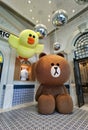 Cotai Macau Line Hotel Lisboeta Lobby Friends Party Character Brown Bear Chicken Cony Rabbit Anime Cartoon Props Event Display