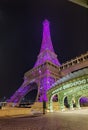 Cotai Macau Parisian Hotel Casino Macao Art Nouveau Eiffel Tower Lighting Design Leds Ambience Photo Night Scenery Colorful Royalty Free Stock Photo