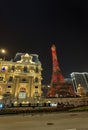 Cotai Macau Parisian Hotel Casino Macao Eiffel Tower Lighting Design Leds Ambience Photo Night Scenery Colorful Atmosphere Royalty Free Stock Photo