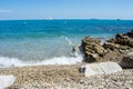 Cote d`Azur, sea and ships away at sunny day