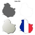 Cote d`Or, Burgundy outline map set