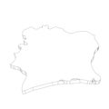 Cote d Ivoire - 3D black thin outline silhouette map of country area. Simple flat vector illustration