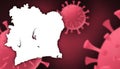 Cote d`Ivoire corona virus update with map on corona virus background,report new case,total deaths,new deaths,serious critical,
