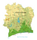 Cote d`Ivoire physical map Royalty Free Stock Photo