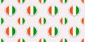 Cote d`Ivoire round flag seamless pattern. Ivorian background. Vector circle icons. Geometric symbols. Texture for