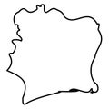 Cote d Ivoire - solid black outline border map of country area. Simple flat vector illustration