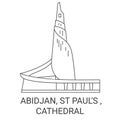 Cote D'ivoire, Abidjan, St Paul's , Cathedral travel landmark vector illustration Royalty Free Stock Photo