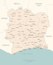 Cote dIvoire - detailed map with administrative divisions country Royalty Free Stock Photo