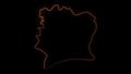 Cote Divoire map with all states or provinces glowing neon outline in and out animation