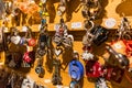 Cotrina, Italy - Aug 24, 2019 - Close up shot of a key chain in a wooden interior of a souvenir shop
