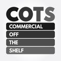 COTS - Commercial Off-the-Shelf acronym, business concept background