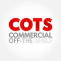 COTS - Commercial Off-the-Shelf acronym, business concept background