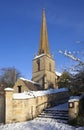 Cotswold Church in Snow, Gloucestershire, England Royalty Free Stock Photo