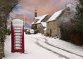 Cotswold cottages in snow
