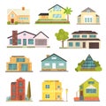 Cottage and assorted real estate building icons.