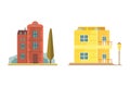 Cottage and assorted real estate building icons.