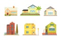 Cottage and assorted real estate building icons.