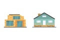 Cottage and assorted real estate building icons. Residential house collection in new cartoon style