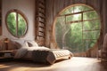 Cottage bedroom window. Generate Ai
