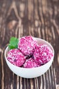 Cottage cheese balls with beets and coconut
