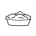 Cottage cheese in bowl isolated on white. Tasty breakfast with cereal porridge. Simple vector illustration in cartoon doodle style