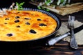 Cottage cheese casserole with blueberries Royalty Free Stock Photo
