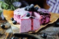 Cottage cheese casserole with blueberries Royalty Free Stock Photo