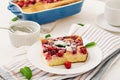 Cottage cheese casserole with cherries Royalty Free Stock Photo